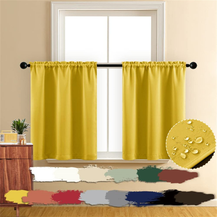 Niagara Fringe Solid Color Tailored 30'' Cafe Curtain in Yellow Wayfair